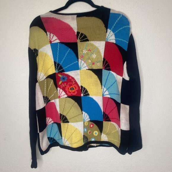 Vtg 90s Susan Bristol Embroidery Cardigan Sweater Womens Size M Colorful Patchwo - Picture 3 of 15